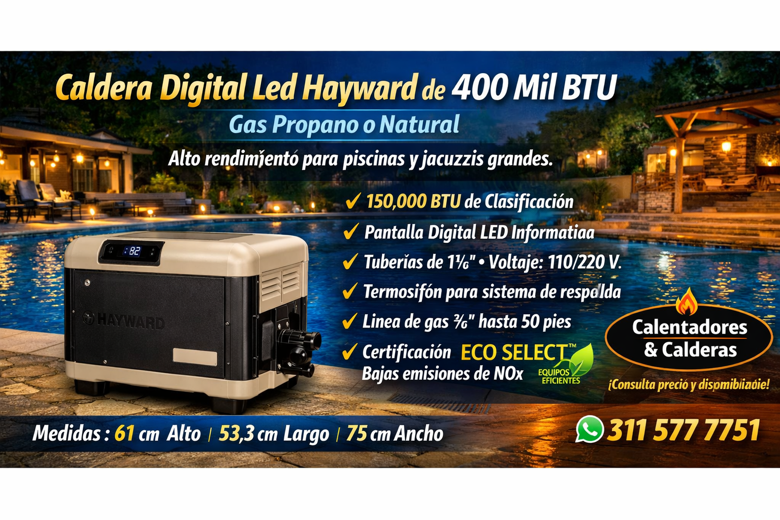 Caldera Digital Hayward 400K BTU